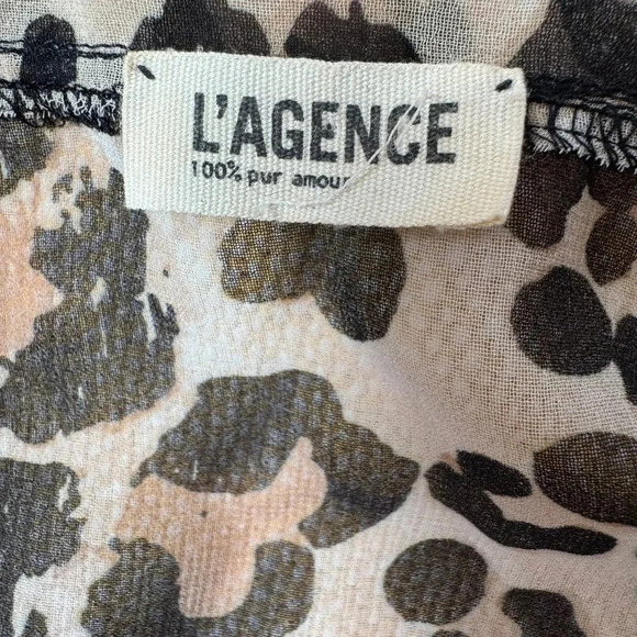 L'Agence Animal Print Sheer V-Neck Tank Women's Size XS / 2 - Picture 5 of 7